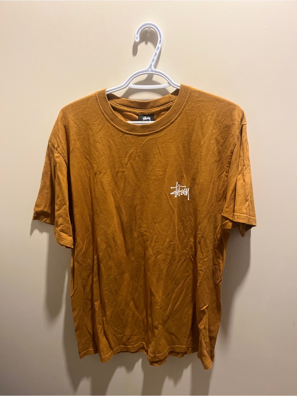 Stussy Men's Rust Orange Script Logo Tee